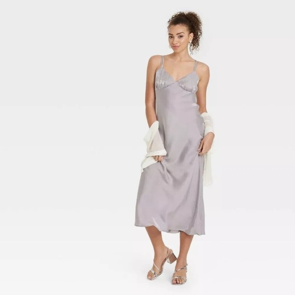 Wild Fable Women's Size M Iridescent Maxi Slip Dress Gray